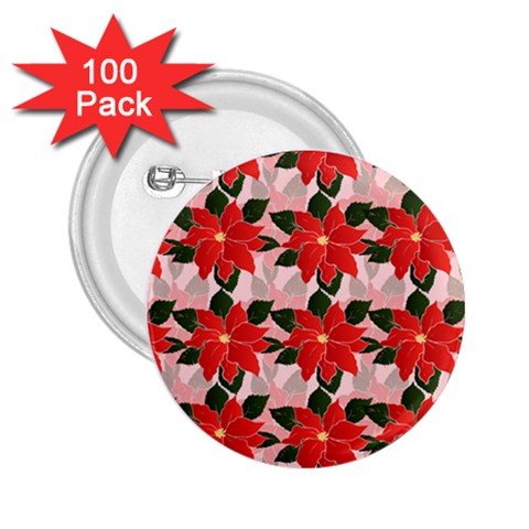 Poinsettia Pattern Seamless Pattern Christmas Xmas 2.25  Buttons (100 pack)  from ArtsNow.com Front