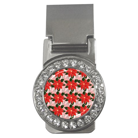 Poinsettia Pattern Seamless Pattern Christmas Xmas Money Clips (CZ)  from ArtsNow.com Front