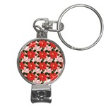 Poinsettia Pattern Seamless Pattern Christmas Xmas Nail Clippers Key Chain