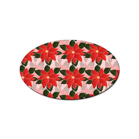 Poinsettia Pattern Seamless Pattern Christmas Xmas Sticker Oval (100 pack) from ArtsNow.com Front