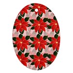 Poinsettia Pattern Seamless Pattern Christmas Xmas Oval Ornament (Two Sides)