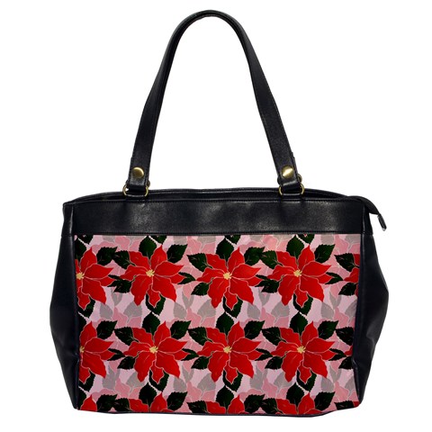 Poinsettia Pattern Seamless Pattern Christmas Xmas Oversize Office Handbag from ArtsNow.com Front