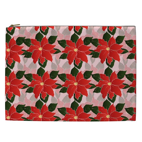 Poinsettia Pattern Seamless Pattern Christmas Xmas Cosmetic Bag (XXL) from ArtsNow.com Front