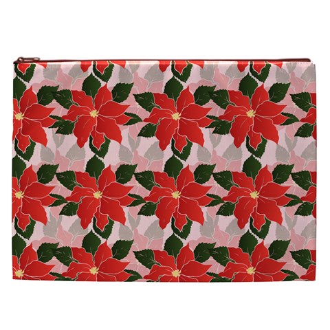 Poinsettia Pattern Seamless Pattern Christmas Xmas Cosmetic Bag (XXL) from ArtsNow.com Front