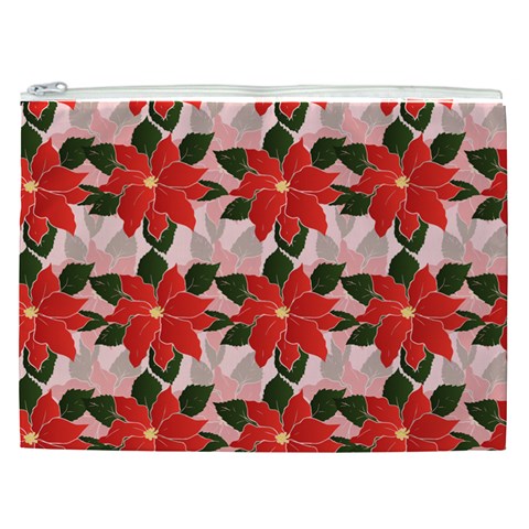 Poinsettia Pattern Seamless Pattern Christmas Xmas Cosmetic Bag (XXL) from ArtsNow.com Front