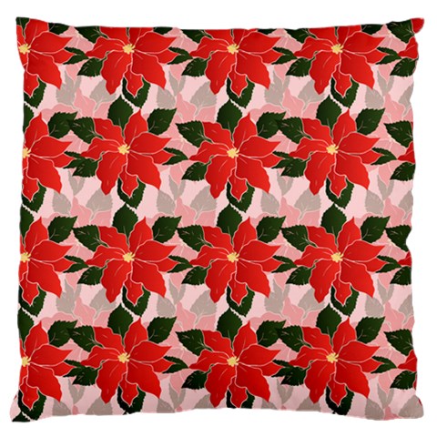 Poinsettia Pattern Seamless Pattern Christmas Xmas Large Premium Plush Fleece Cushion Case (One Side) from ArtsNow.com Front