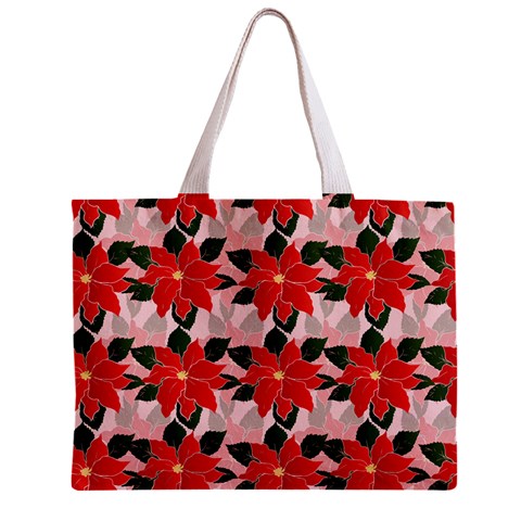 Poinsettia Pattern Seamless Pattern Christmas Xmas Zipper Mini Tote Bag from ArtsNow.com Front