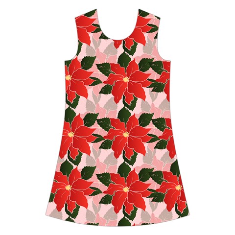 Poinsettia Pattern Seamless Pattern Christmas Xmas Kids  Short Sleeve Velvet Dress from ArtsNow.com Front