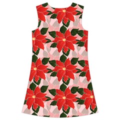 Poinsettia Pattern Seamless Pattern Christmas Xmas Kids  Short Sleeve Velvet Dress from ArtsNow.com Back