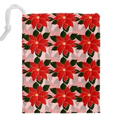 Poinsettia Pattern Seamless Pattern Christmas Xmas Drawstring Pouch (5XL) from ArtsNow.com Back