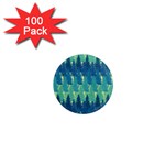 Christmas Trees Pattern Digital Paper Seamless 1  Mini Magnets (100 pack) 