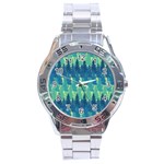 Christmas Trees Pattern Digital Paper Seamless Stainless Steel Analogue Watch