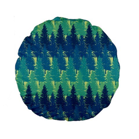 Christmas Trees Pattern Digital Paper Seamless Standard 15  Premium Round Cushions from ArtsNow.com Back