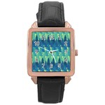 Christmas Trees Pattern Digital Paper Seamless Rose Gold Leather Watch 