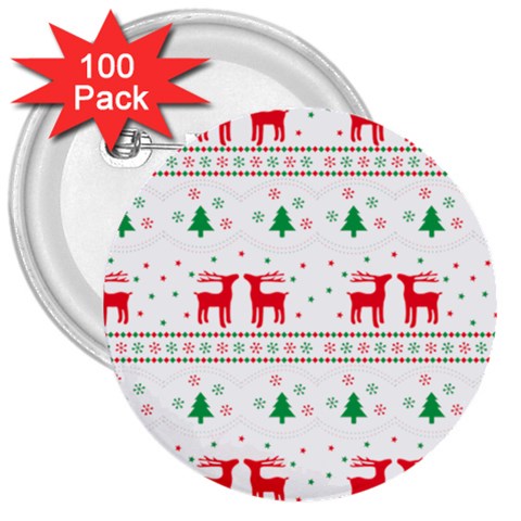 Red Green And Blue Christmas Themed Illustration 3  Buttons (100 pack)  from ArtsNow.com Front