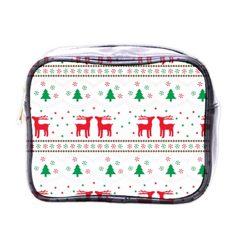 Red Green And Blue Christmas Themed Illustration Mini Toiletries Bag (One Side) from ArtsNow.com Front