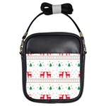 Red Green And Blue Christmas Themed Illustration Girls Sling Bag