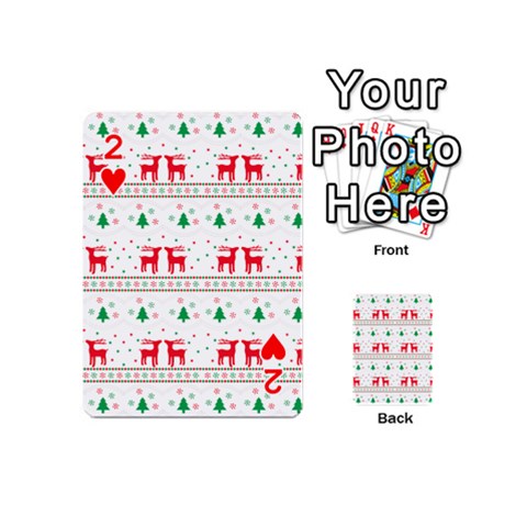 Red Green And Blue Christmas Themed Illustration Playing Cards 54 Designs (Mini) from ArtsNow.com Front - Heart2