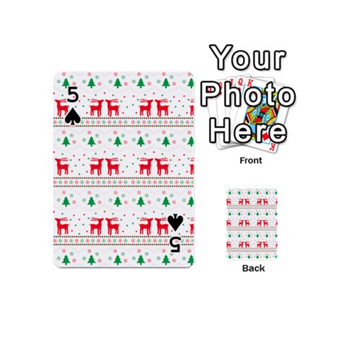 Red Green And Blue Christmas Themed Illustration Playing Cards 54 Designs (Mini) from ArtsNow.com Front - Spade5