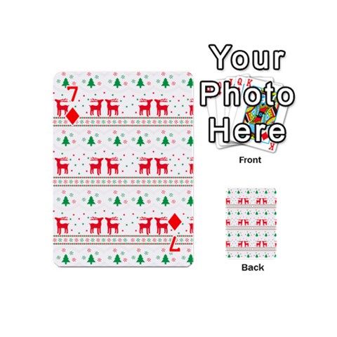 Red Green And Blue Christmas Themed Illustration Playing Cards 54 Designs (Mini) from ArtsNow.com Front - Diamond7