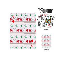 Red Green And Blue Christmas Themed Illustration Playing Cards 54 Designs (Mini) from ArtsNow.com Front - Diamond7