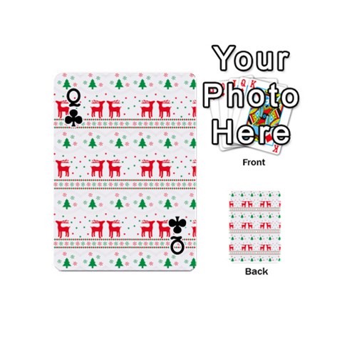 Queen Red Green And Blue Christmas Themed Illustration Playing Cards 54 Designs (Mini) from ArtsNow.com Front - ClubQ