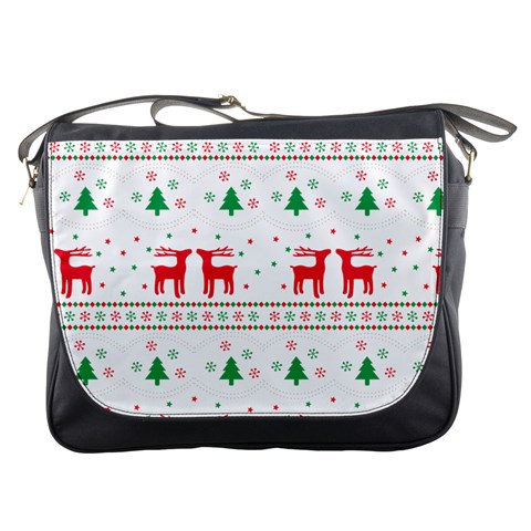 Red Green And Blue Christmas Themed Illustration Messenger Bag from ArtsNow.com Front