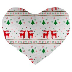 Red Green And Blue Christmas Themed Illustration Large 19  Premium Heart Shape Cushions from ArtsNow.com Back