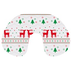 Red Green And Blue Christmas Themed Illustration Travel Neck Pillow from ArtsNow.com Back