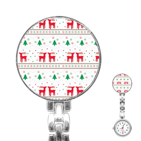 Red Green And Blue Christmas Themed Illustration Stainless Steel Nurses Watch from ArtsNow.com Front