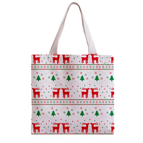 Red Green And Blue Christmas Themed Illustration Zipper Grocery Tote Bag from ArtsNow.com Front