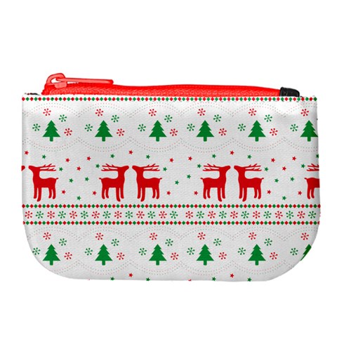 Red Green And Blue Christmas Themed Illustration Large Coin Purse from ArtsNow.com Front