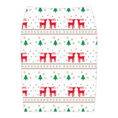 Red Green And Blue Christmas Themed Illustration Midi Wrap Pencil Skirt from ArtsNow.com Back