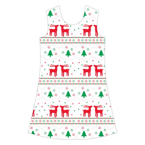 Red Green And Blue Christmas Themed Illustration Kids  Short Sleeve Velvet Dress from ArtsNow.com Front