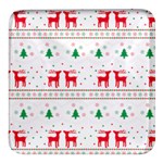 Red Green And Blue Christmas Themed Illustration Square Glass Fridge Magnet (4 pack)