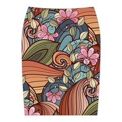 Multicolored Flower Decor Flowers Patterns Leaves Colorful Midi Wrap Pencil Skirt from ArtsNow.com Back