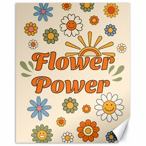 Retro groovy daisy flowers mushroom hippie Canvas 16  x 20  (Unframed) from ArtsNow.com 15.75 x19.29  Canvas - 1