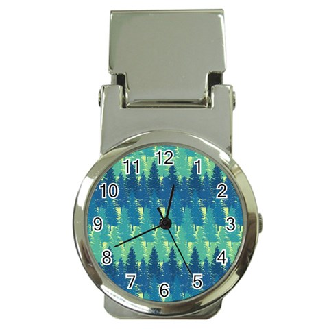 Christmas Trees Pattern Digital Paper Seamless Money Clip Watches from ArtsNow.com Front