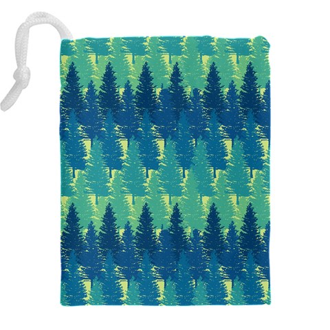 Christmas Trees Pattern Digital Paper Seamless Drawstring Pouch (5XL) from ArtsNow.com Back