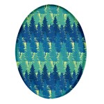 Christmas Trees Pattern Digital Paper Seamless Oval Glass Fridge Magnet (4 pack)