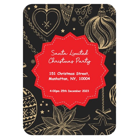 Xmas Invitation Card 5  x 7  (Rounded) from ArtsNow.com Back