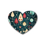 Christmas Tree Pattern Rubber Heart Coaster (4 pack)