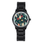 Christmas Tree Pattern Stainless Steel Round Watch