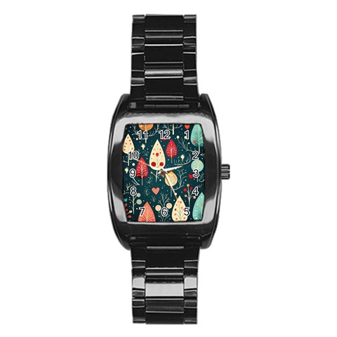 Christmas Tree Pattern Stainless Steel Barrel Watch from ArtsNow.com Front