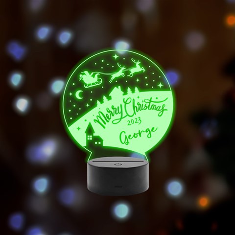 Personalized Christmas Santa Claus Name Remote LED Acrylic Message Display (Black Round Stand)  from ArtsNow.com Front