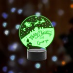 Personalized Christmas Santa Claus Name Remote LED Acrylic Message Display (Black Round Stand) 