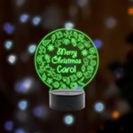 Personalized Merry Christmas Name Remote LED Acrylic Message Display (Black Round Stand) 