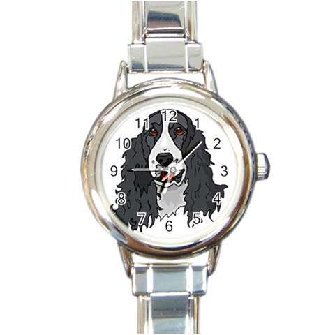 Spaniel Round Italian Charm Watch from ArtsNow.com Front