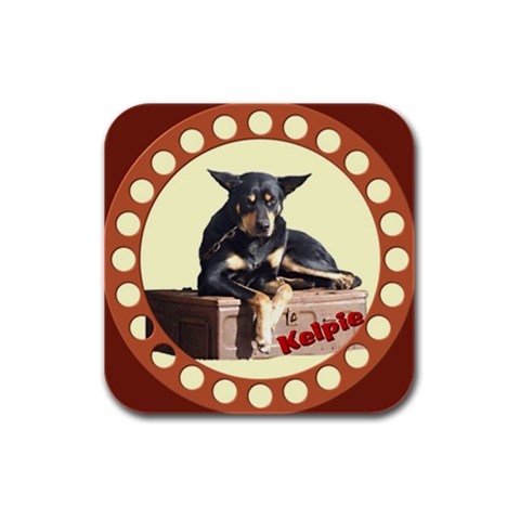 Kelpie 2 Rubber Square Coaster (4 pack) from ArtsNow.com Front