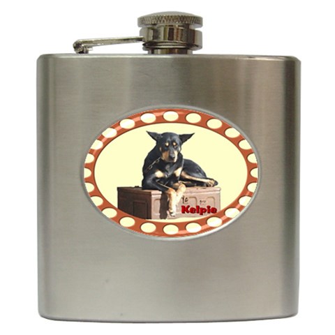 Kelpie 2 Hip Flask (6 oz) from ArtsNow.com Front